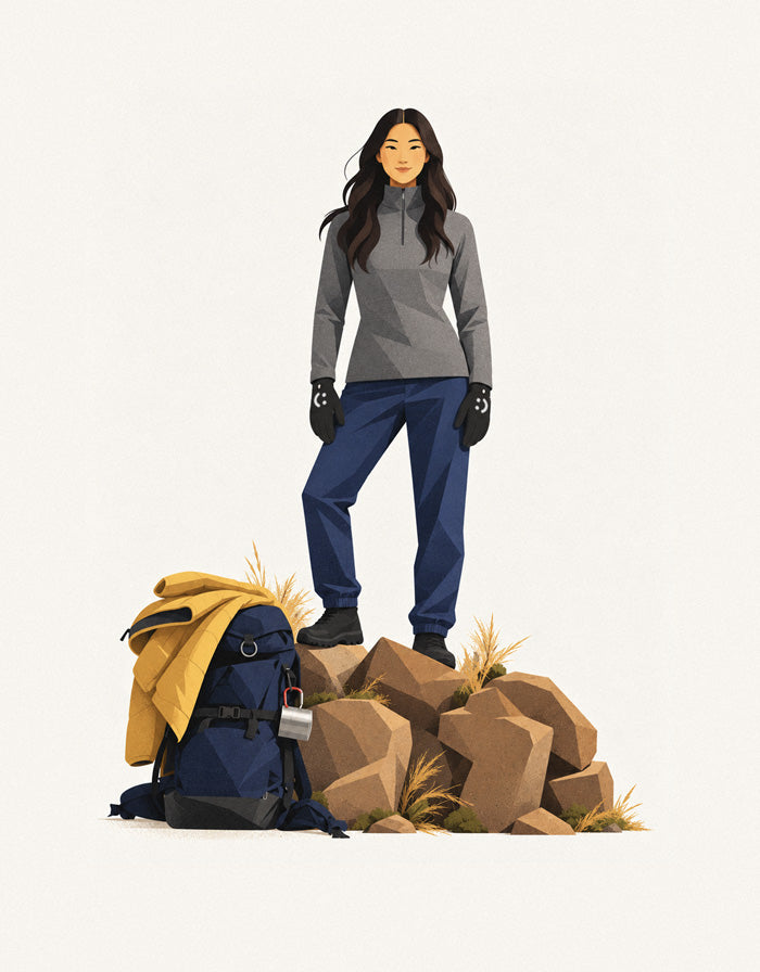 Hiking hero wearing Multi-Miler gloves